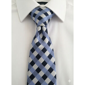 Donald Trump Signature Collection blue white plaid silk tie - 58.5"